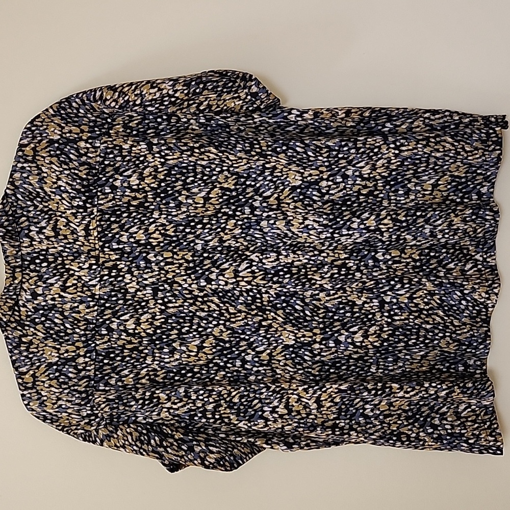 Anthropologie Womens Blue Button Up Short Sleeve Blouse Size Large Mob Wife - Picture 10 of 15